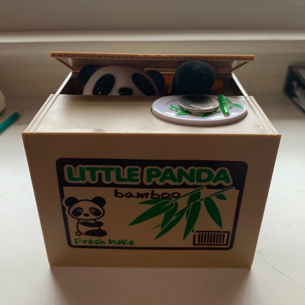 panda stealing coin bank!